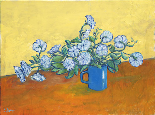 Blue Mug with Flowers